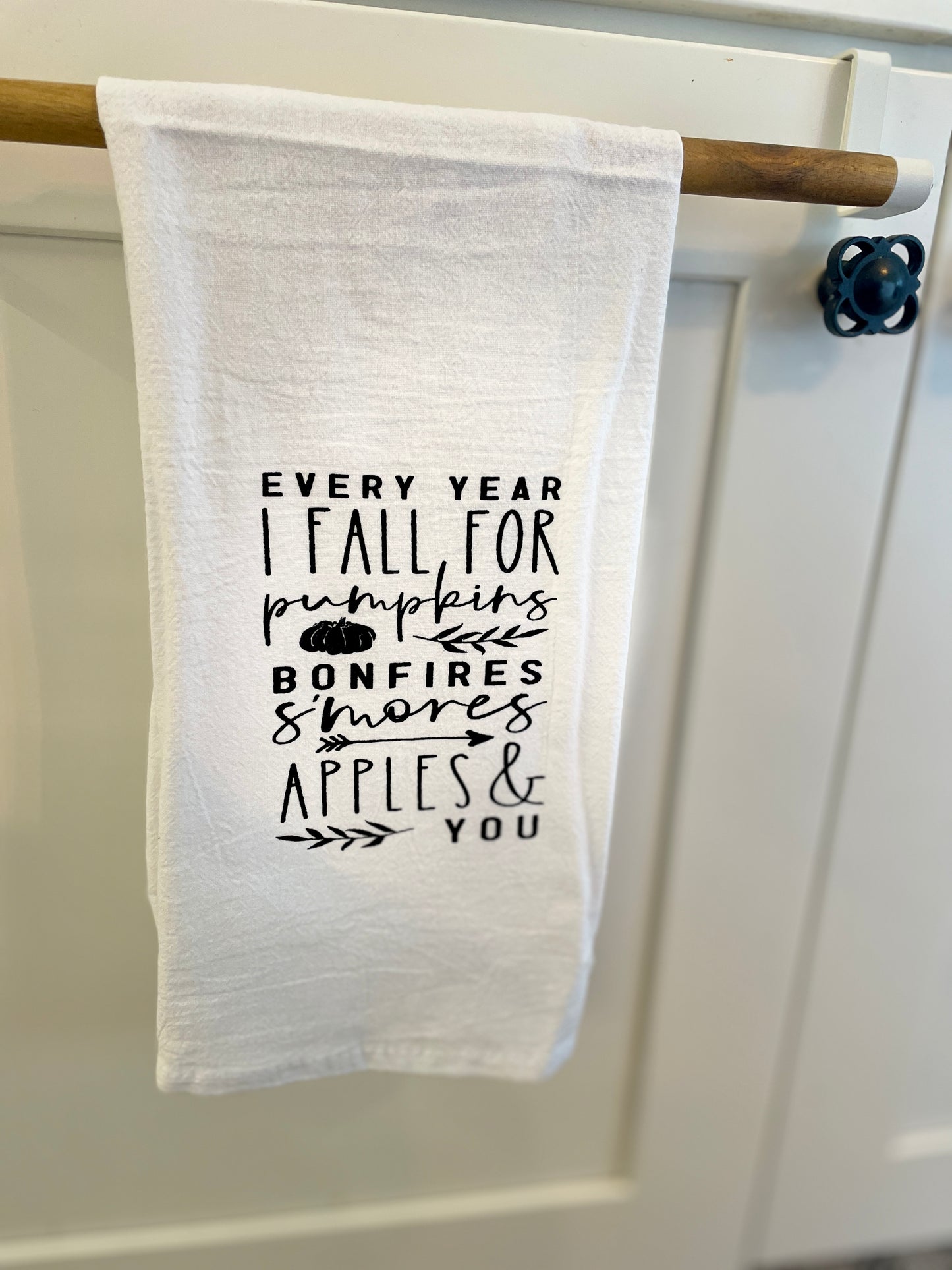 Tea Towel - I Fall For Pumpkins Bonfires S'mores