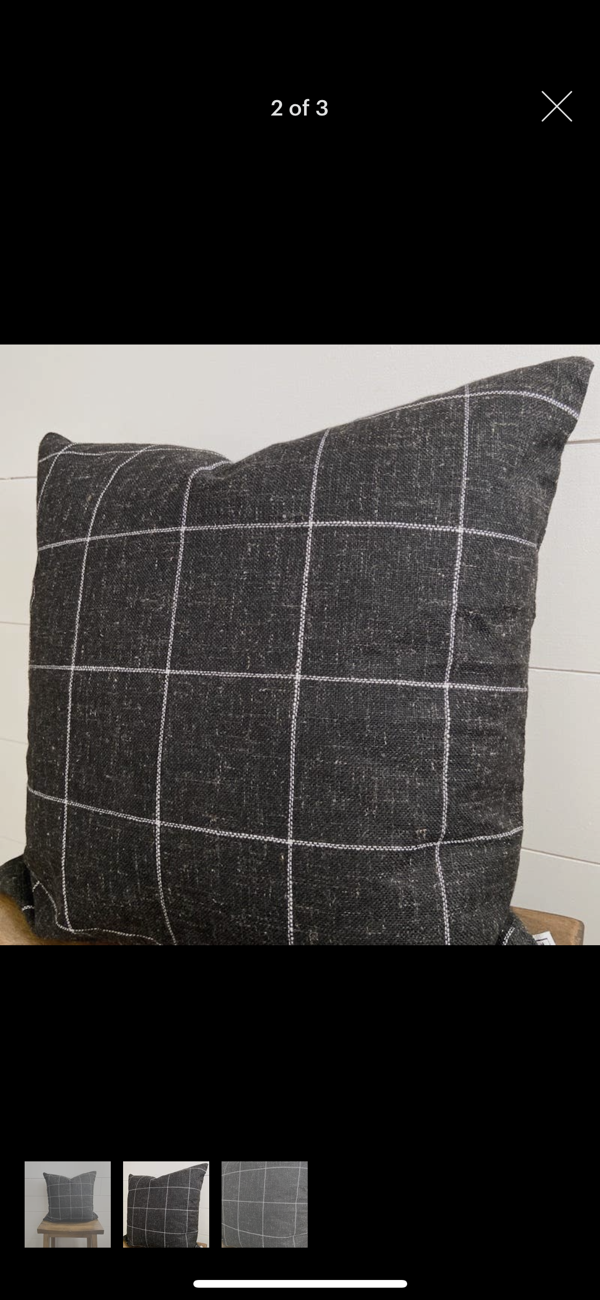 Woven Black Window-Pane Pillow Cover