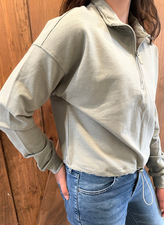 Long Sleeve Pullover Zip Up Top