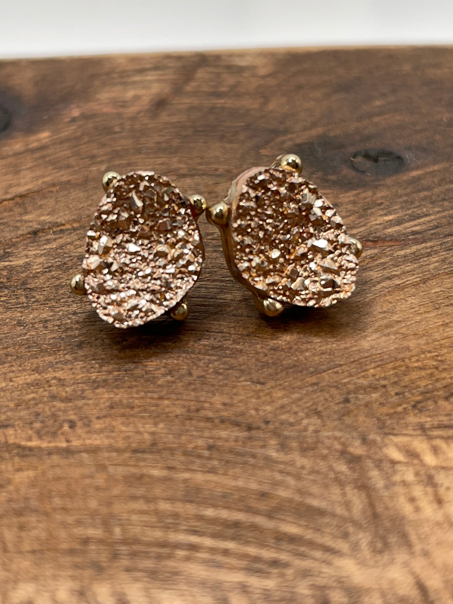 Mini Oval Druzy Stone Stud Earrings