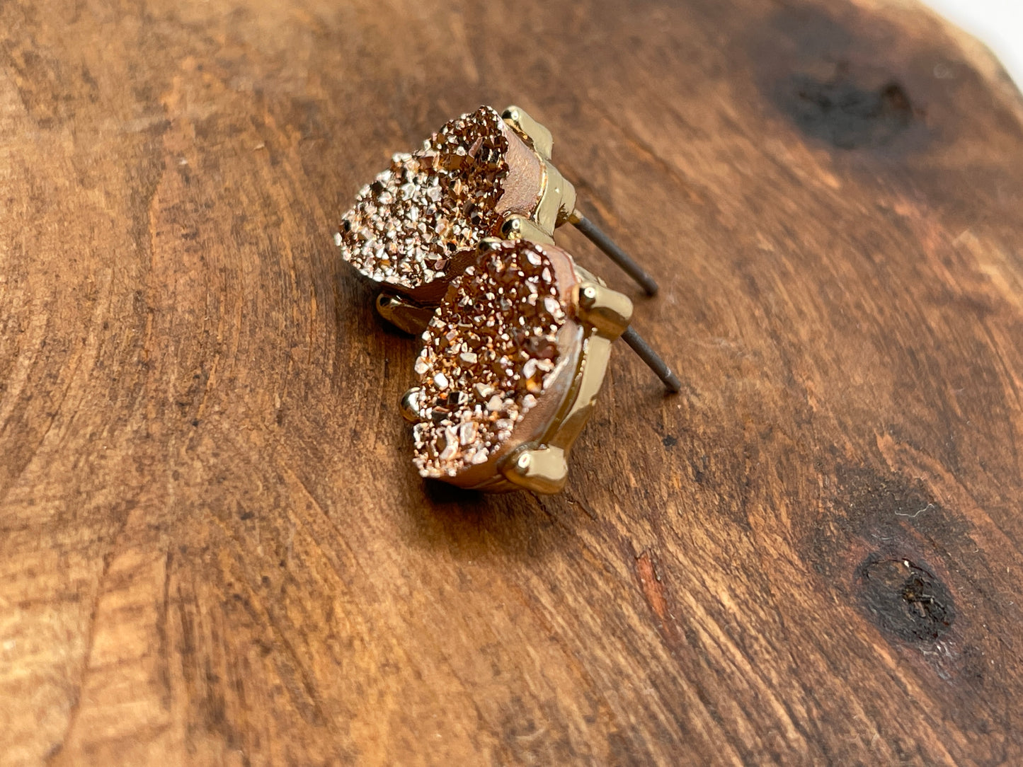 Mini Oval Druzy Stone Stud Earrings