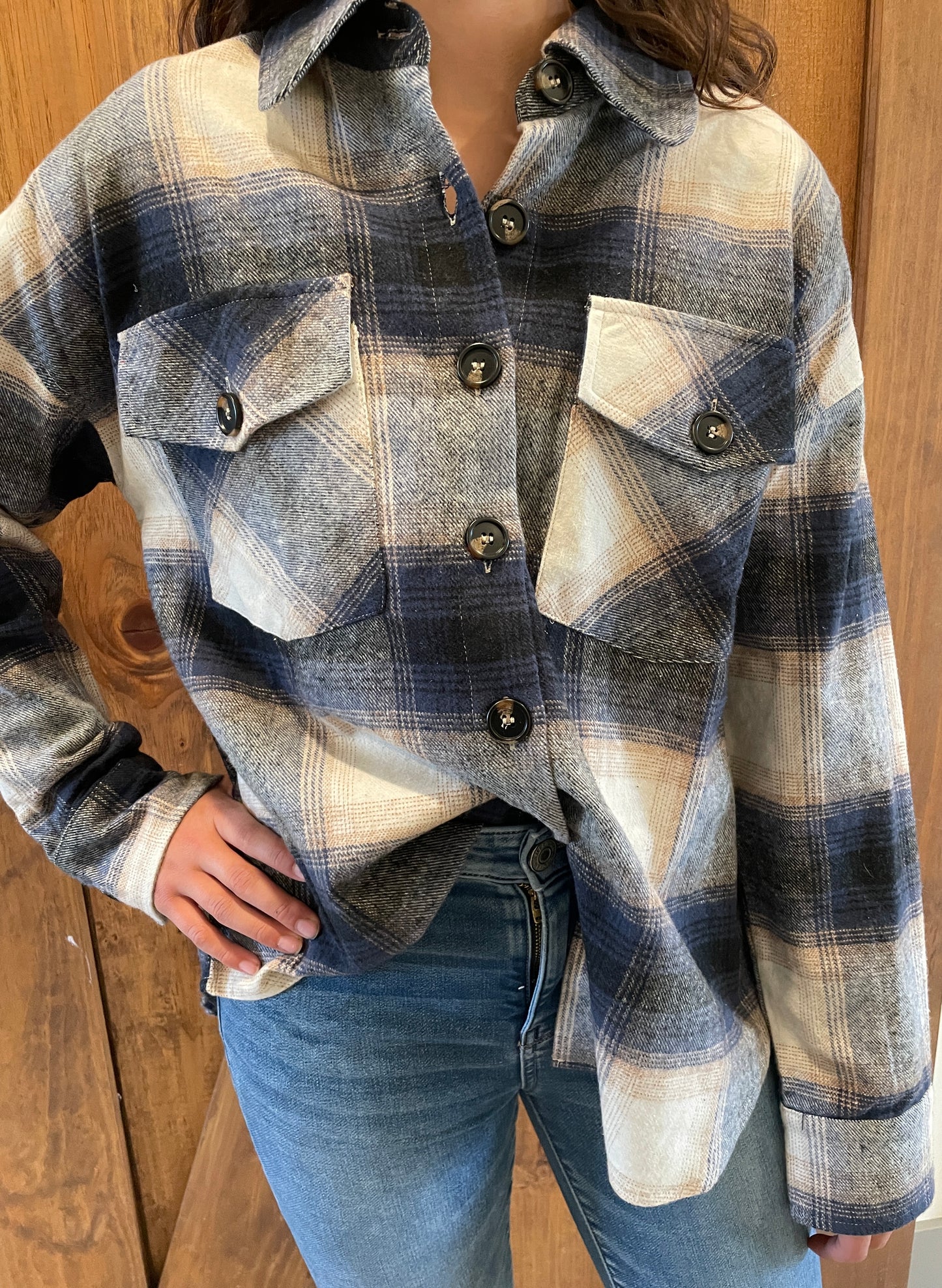 Button Up Plaid Shacket