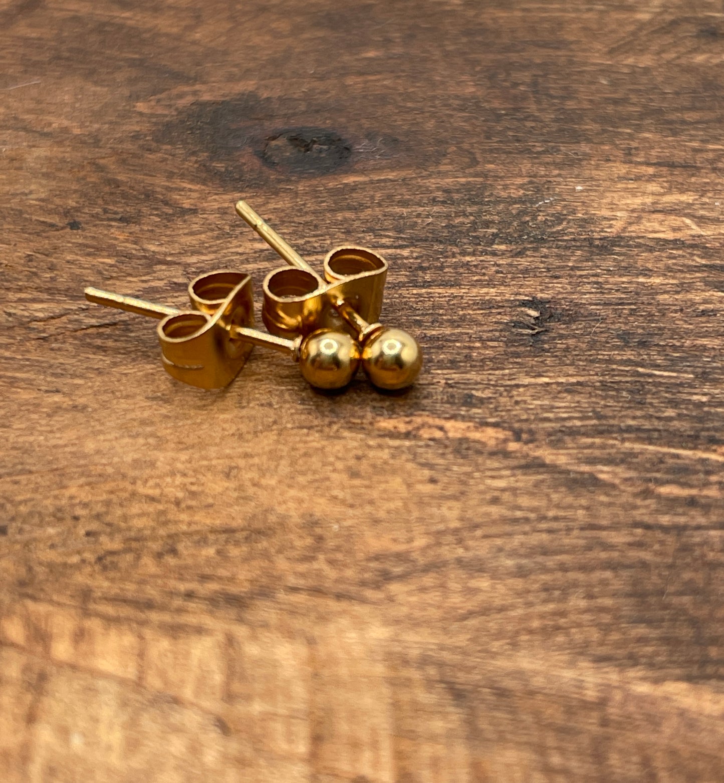 Gold Stud Earrings - Tiny Gold Round