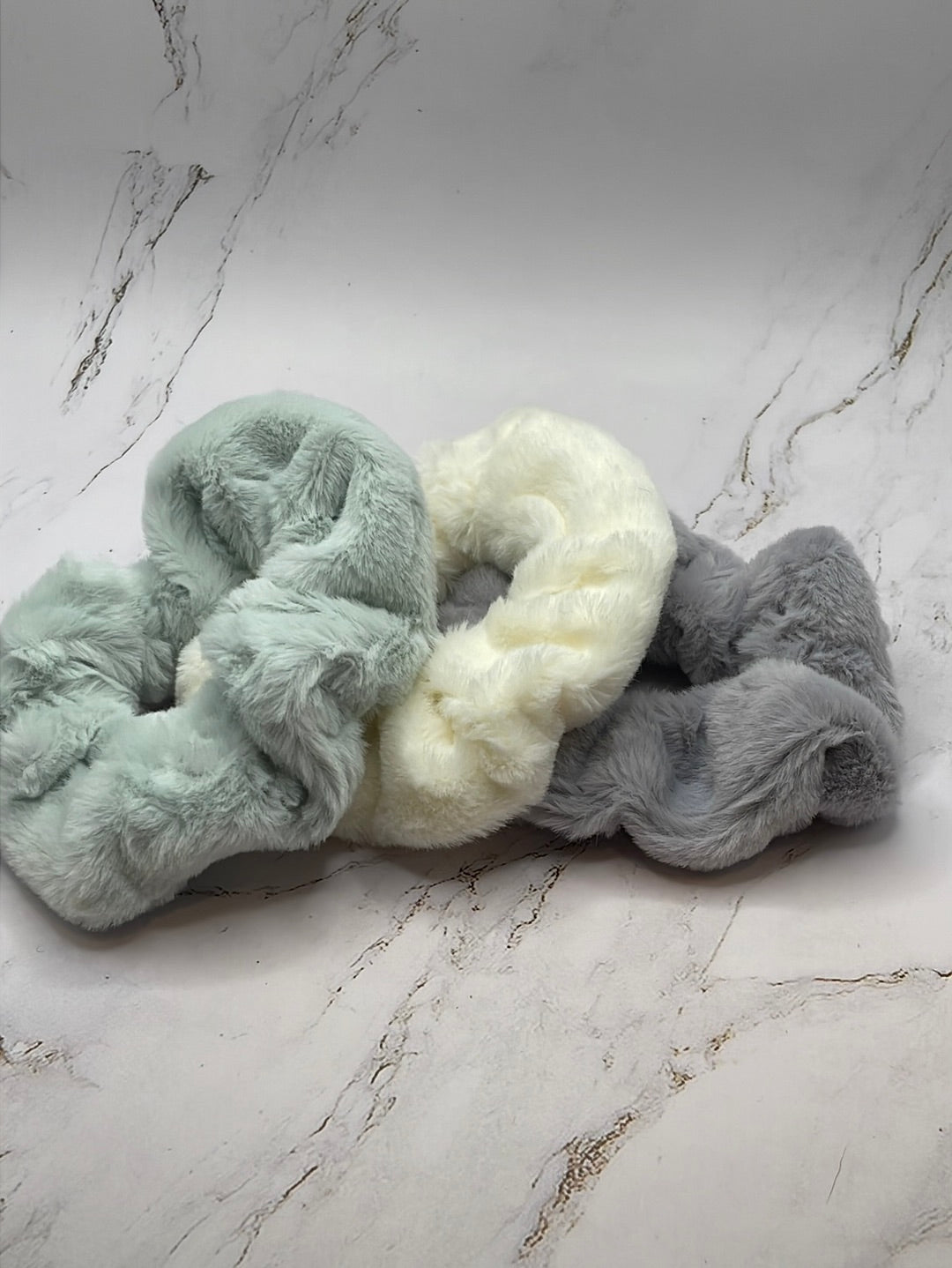 Furry Pastel Hair Scrunchies - 3 Pack