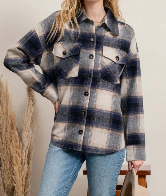 Button Up Plaid Shacket